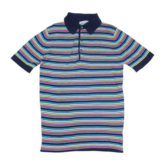 JOHN SMEDLEY ジョンスメドレー 英国製 ボーダー ニット ポロシャツ セーターマルチカラー マルチカラー系【中古】