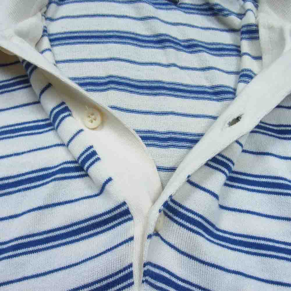 JOHN SMEDLEY ジョンスメドレー 英国製 ボーダー ニット ポロシャツ セーター ホワイト系 M【中古】