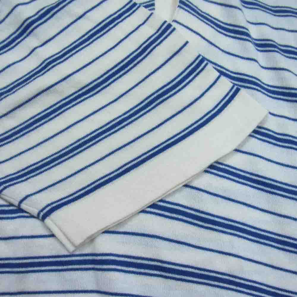 JOHN SMEDLEY ジョンスメドレー 英国製 ボーダー ニット ポロシャツ セーター ホワイト系 M【中古】