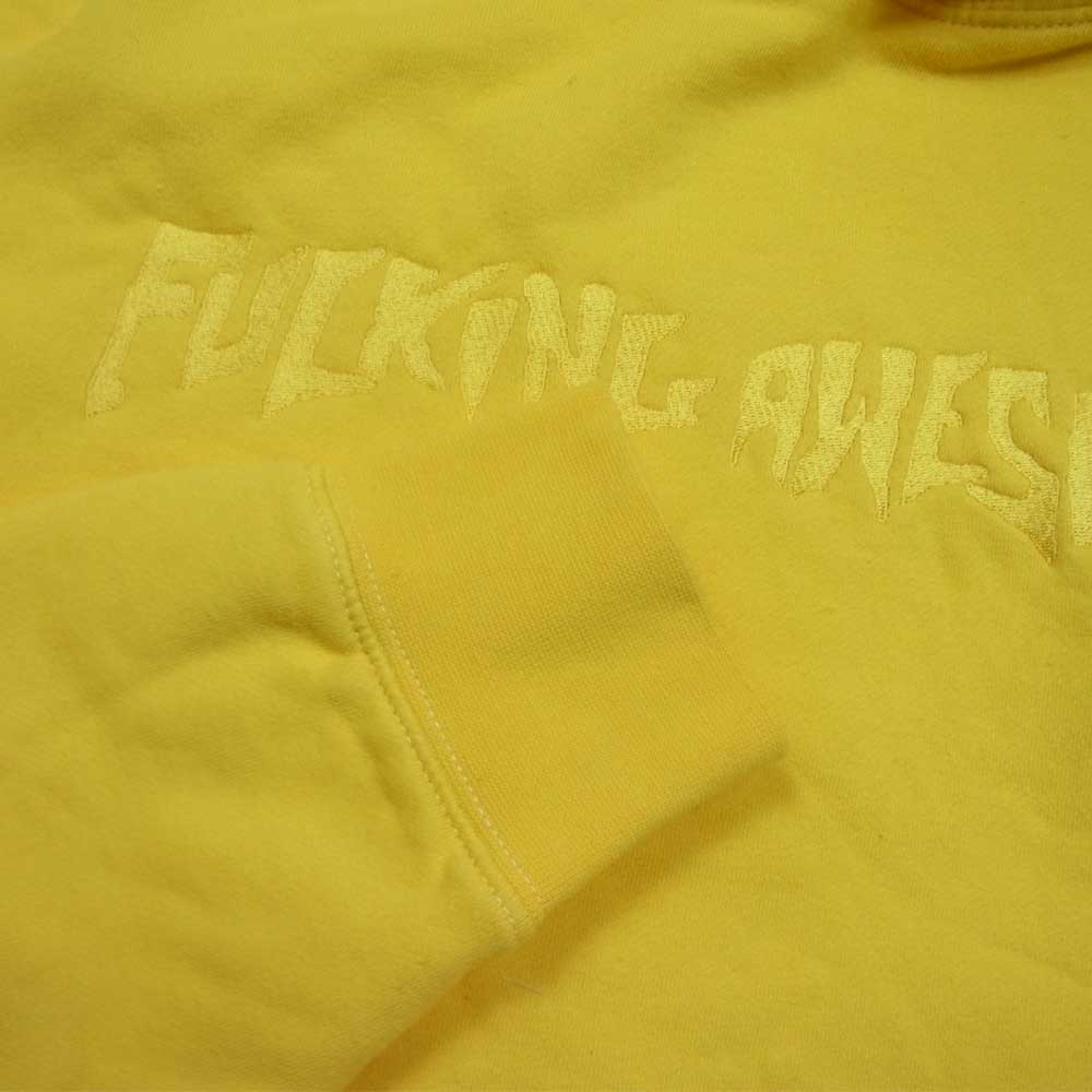 ファッキングオーサム ロゴ 刺繍 スウェット パーカー イエロー系 S【中古】