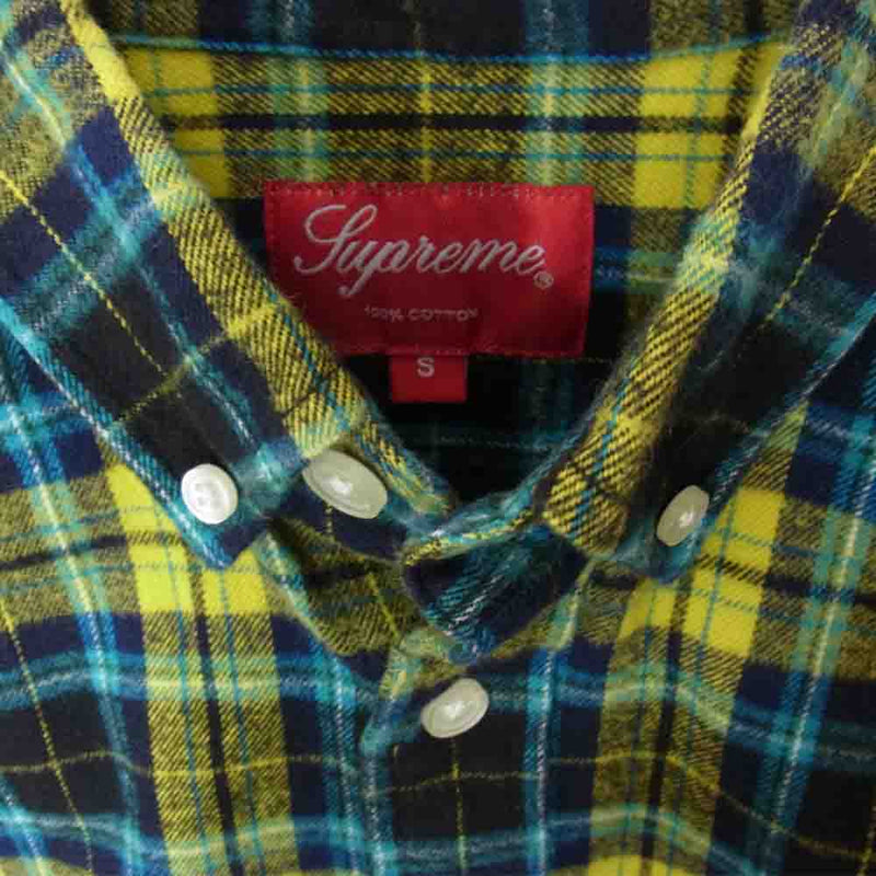 Supreme シュプリーム Flannel Shirt ネル シャツ イエロー系 ブルー系 S【中古】