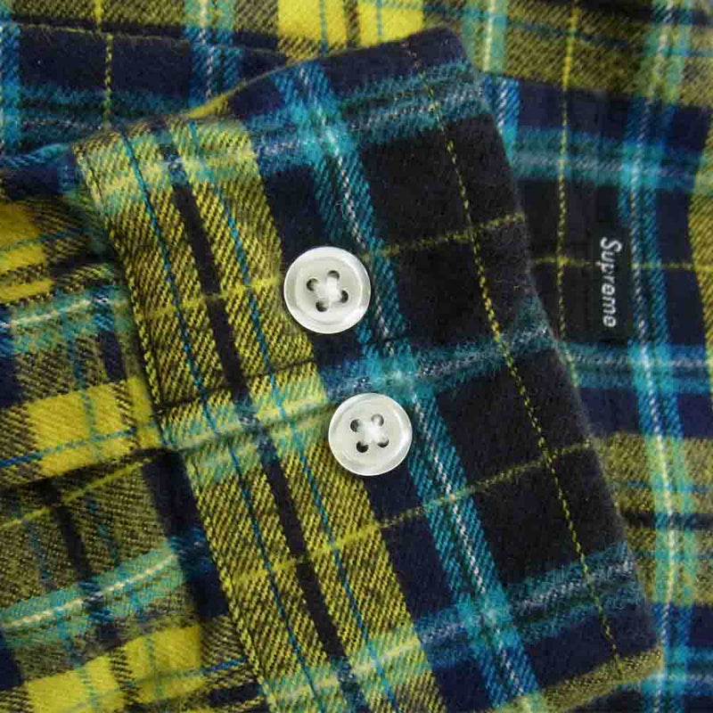 Supreme シュプリーム Flannel Shirt ネル シャツ イエロー系 ブルー系 S【中古】