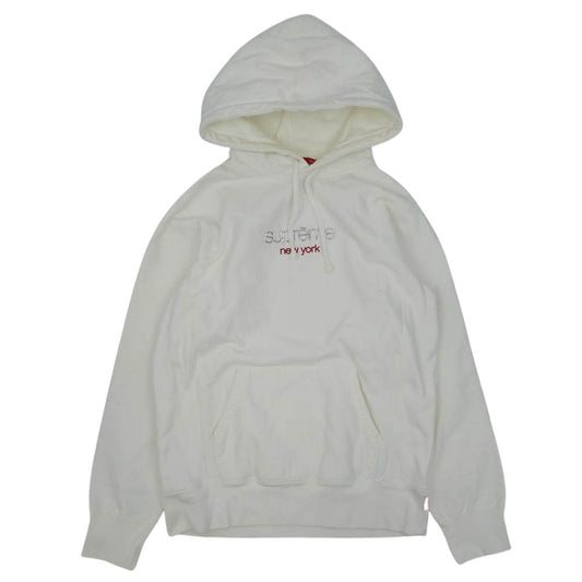 Supreme シュプリーム 16AW Chrome Classic Logo Hooded Sweat shirt クローム クラシック ロゴ パーカー ホワイト系 M【中古】