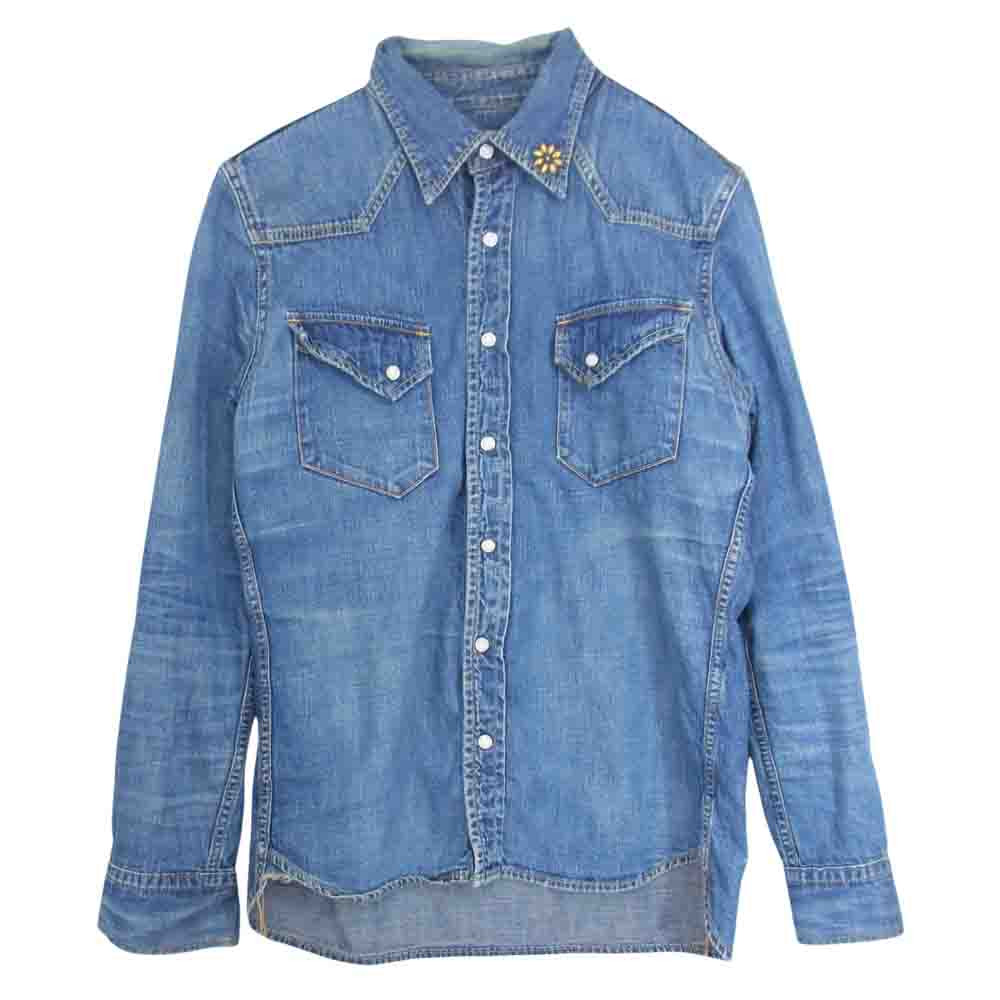 REMI RELIEF レミレリーフ フラワー スタッズ デニム 長袖 インディゴブルー系 M【中古】