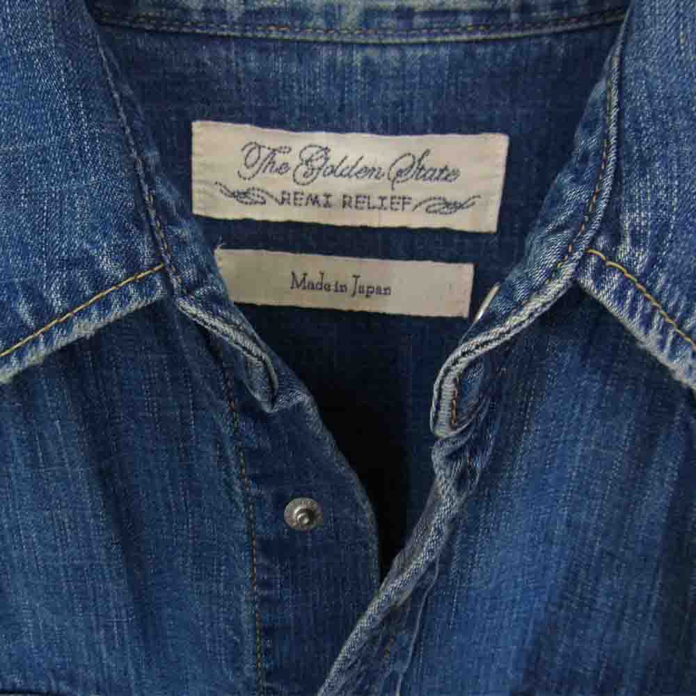 REMI RELIEF レミレリーフ フラワー スタッズ デニム 長袖 インディゴブルー系 M【中古】