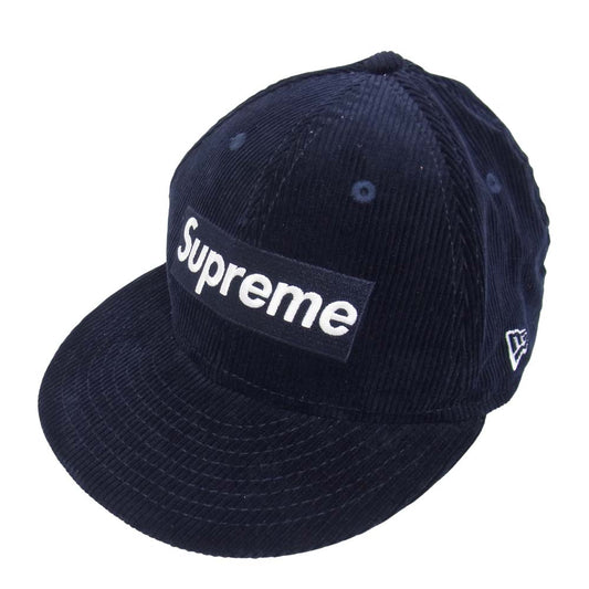 Supreme シュプリーム 15AW Corduroy Box Logo New Era コーデュロイ ボックス ロゴ ニューエラ キャップ ネイビー系 7 5/8【中古】