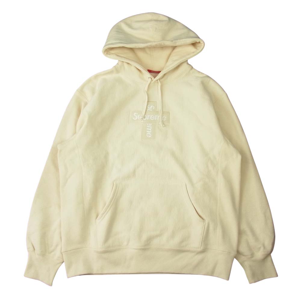 Supreme シュプリーム 20AW Cross Box Logo Hooded Sweatshirt クロスボックスロゴ フーデッド スウェットシャツ オフホワイト系 M【美品】【中古】