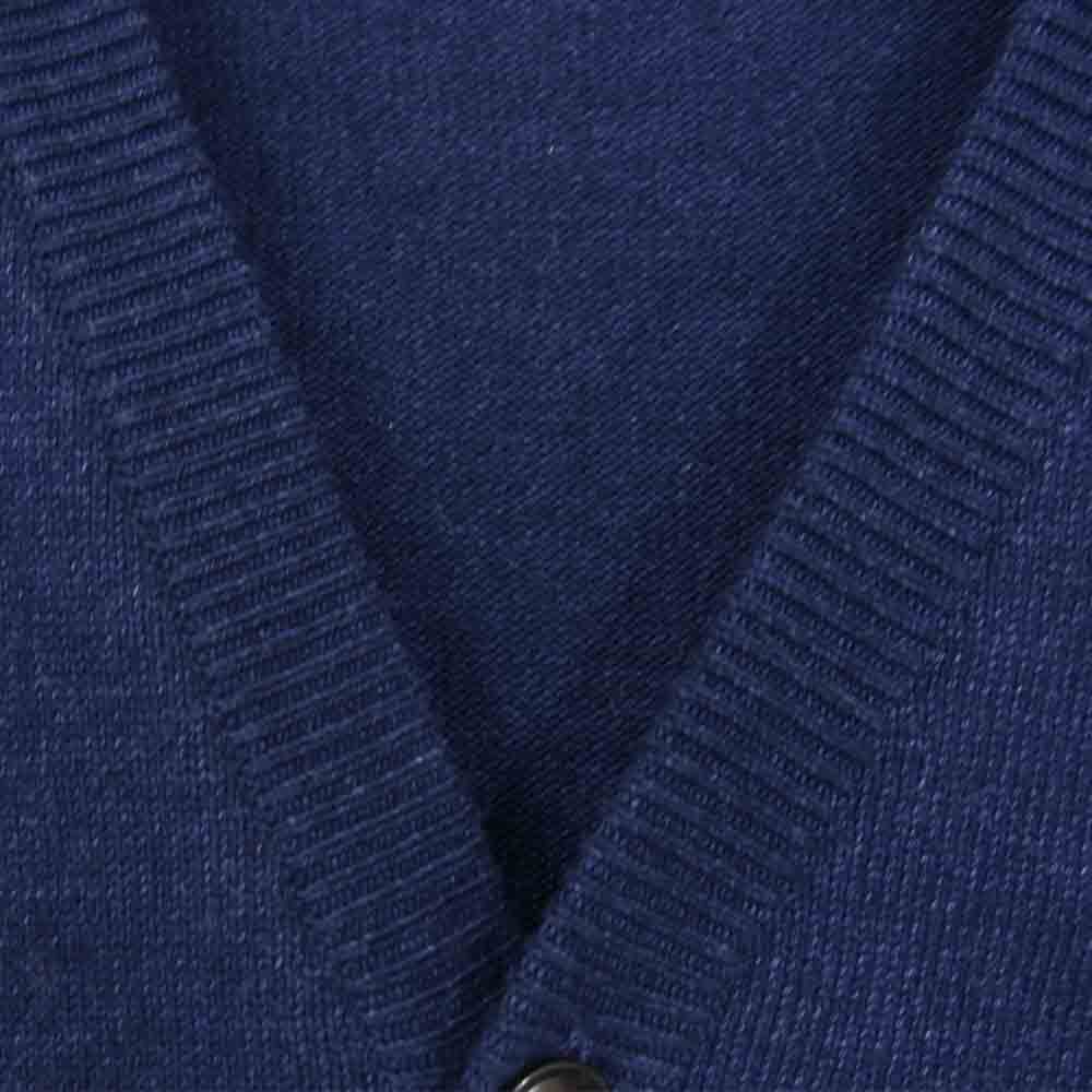 ファクトリエ スーピマコットン Vネック ニット カーディガン ネイビー系 M【中古】