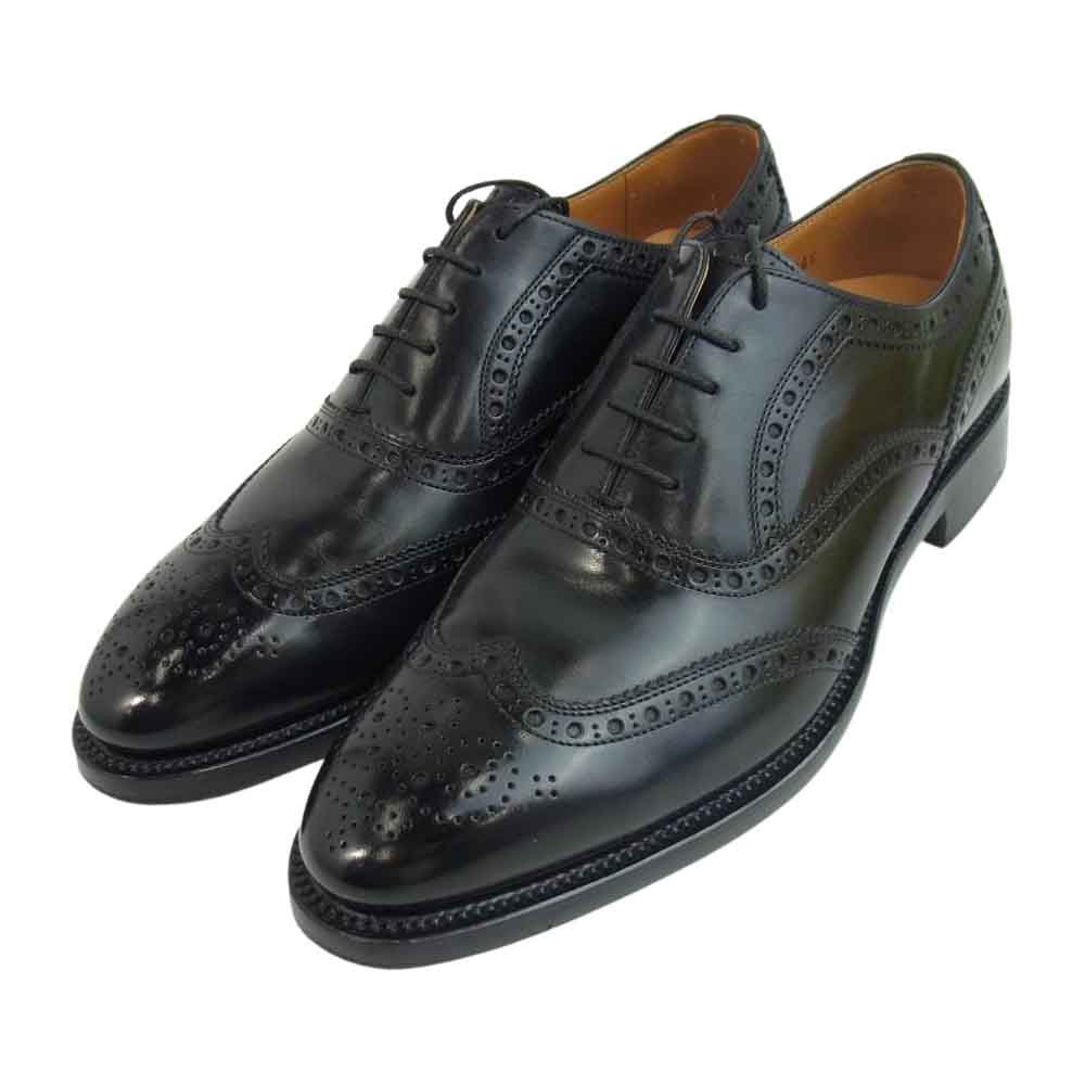 SCOTCH GRAIN スコッチグレイン IMPERIAL インペリアル 内羽根 ウィングチップ レザー シューズ ブラック系 24.5cm【中古】