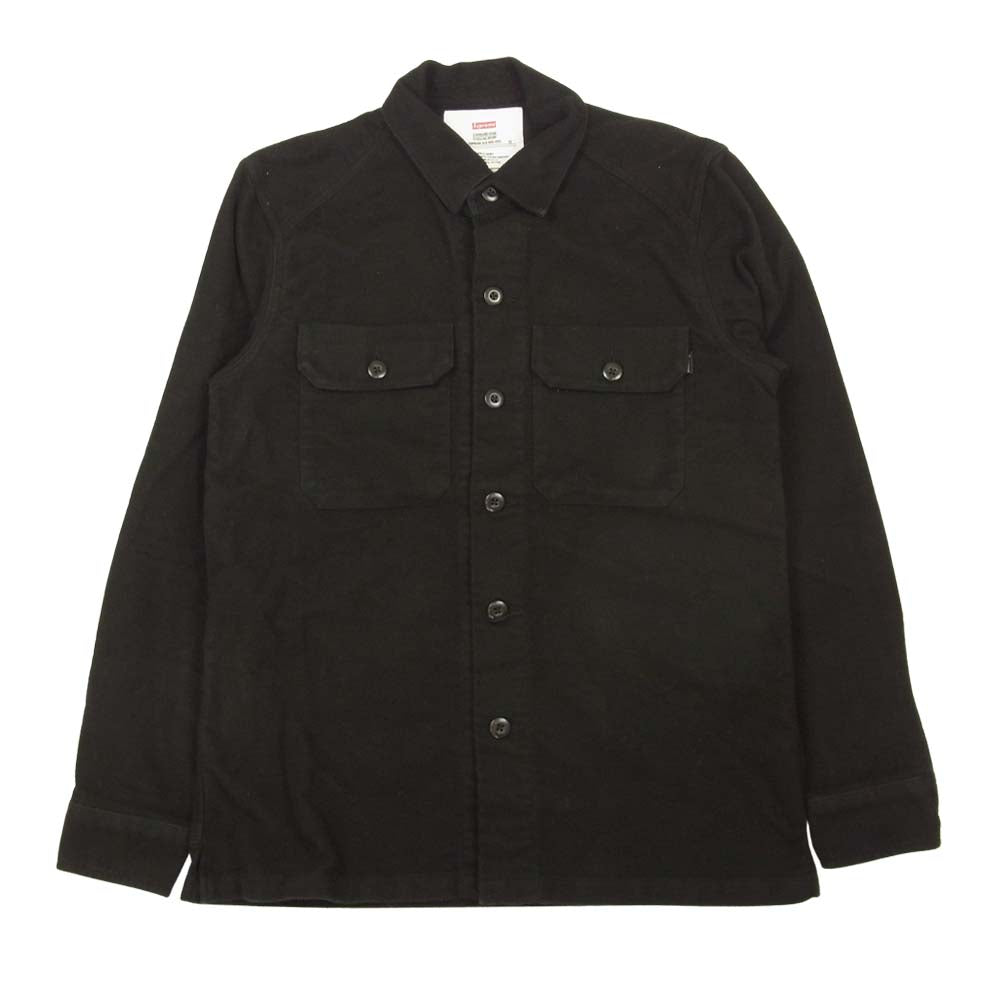 Supreme シュプリーム 15AW Moleskin Army Shirt モールスキン アーミー シャツ ブラック ブラック系 S【中古】