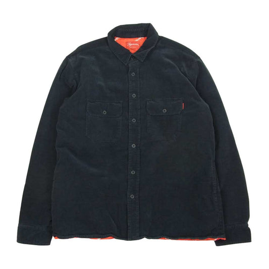 Supreme シュプリーム 17AW Corduroy Qualited Shirt コーデュロイ キルテッド シャツ ネイビー ダークネイビー系 S【中古】