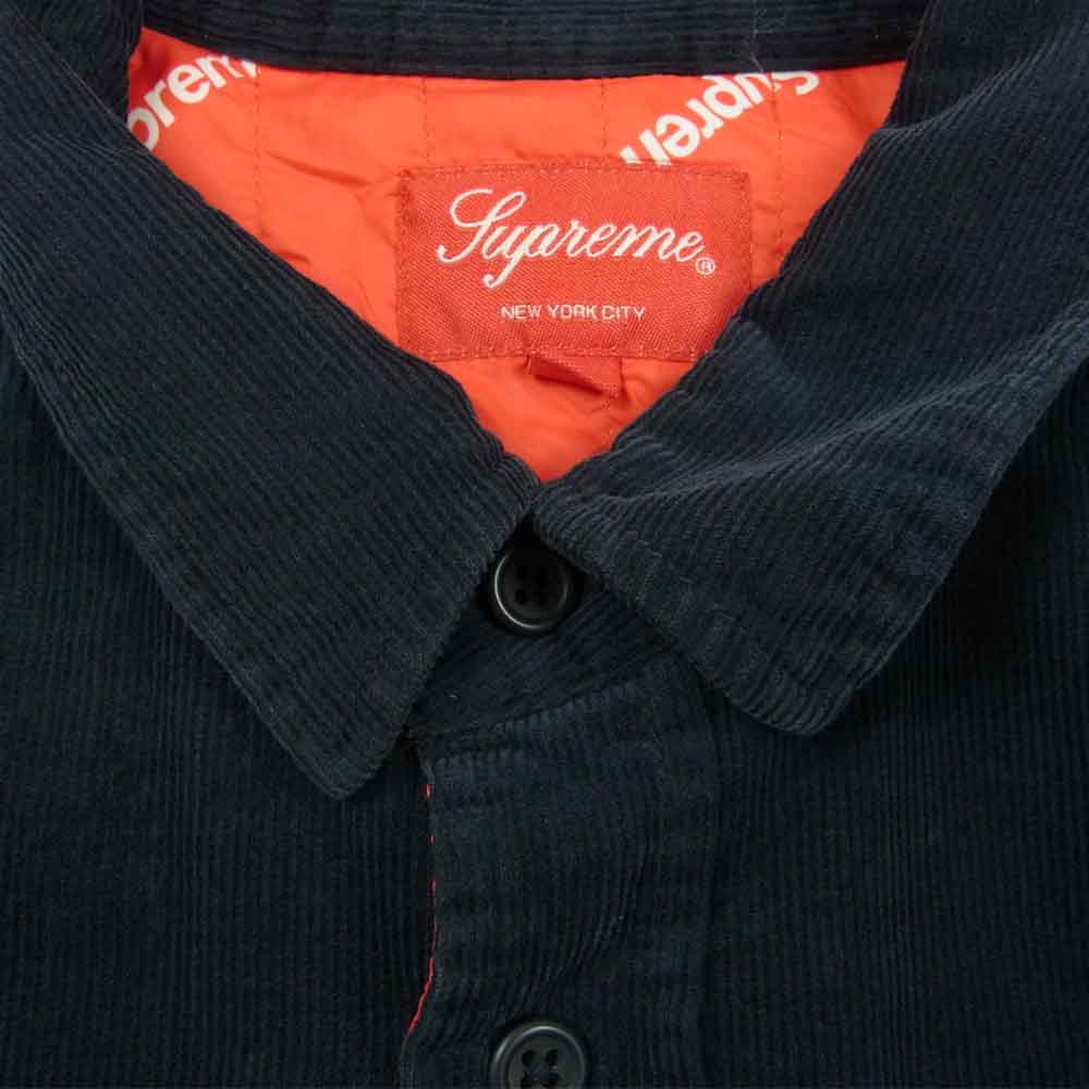 Supreme シュプリーム 17AW Corduroy Qualited Shirt コーデュロイ キルテッド シャツ ネイビー ダークネイビー系 S【中古】