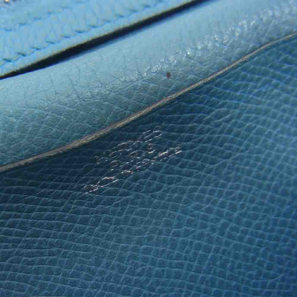 HERMES エルメス ベアンデュプリ □I刻印 シルバー金具 財布 ウォレット ブルー系【中古】