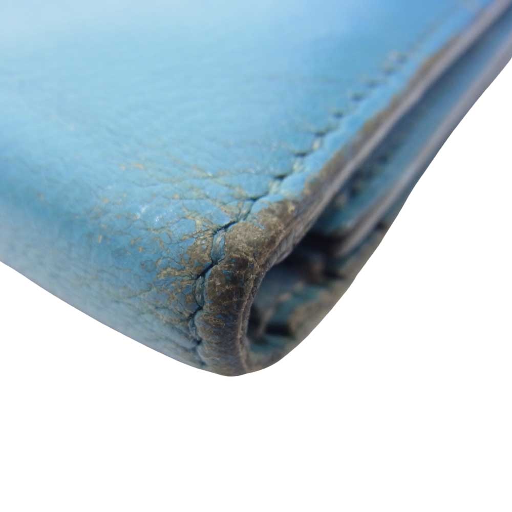 HERMES エルメス ベアンデュプリ □I刻印 シルバー金具 財布 ウォレット ブルー系【中古】