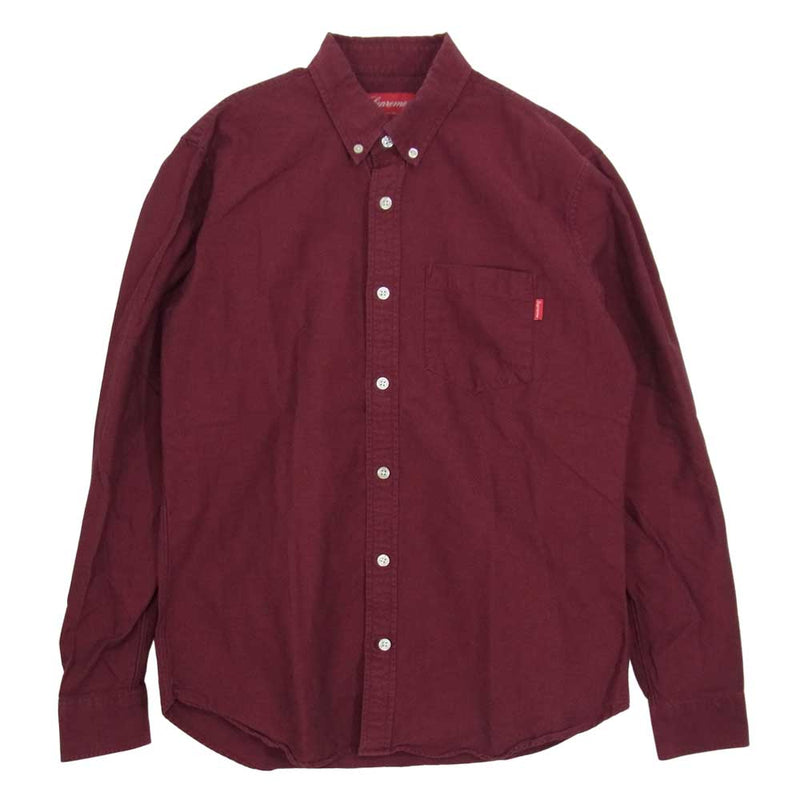 Supreme シュプリーム Button Down Shirt ボタン ダウン シャツ 赤 ワインレッド系 S【中古】