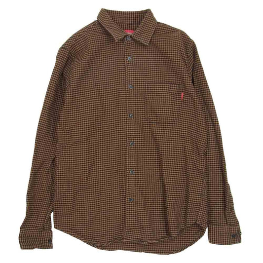 Supreme シュプリーム Houndstooth Flannel Shirt フランネル シャツ 茶 ブラウン系 S【中古】