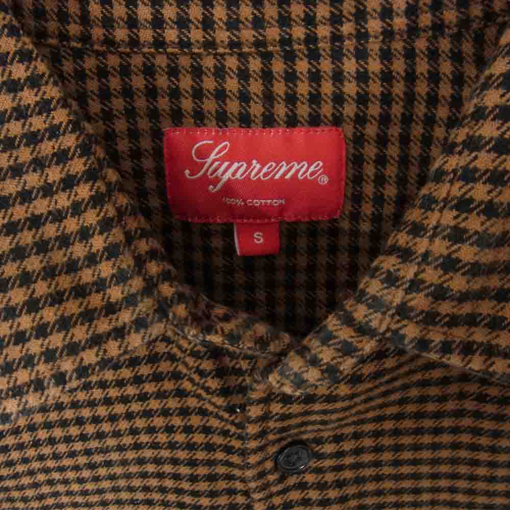 Supreme シュプリーム Houndstooth Flannel Shirt フランネル シャツ 茶 ブラウン系 S【中古】