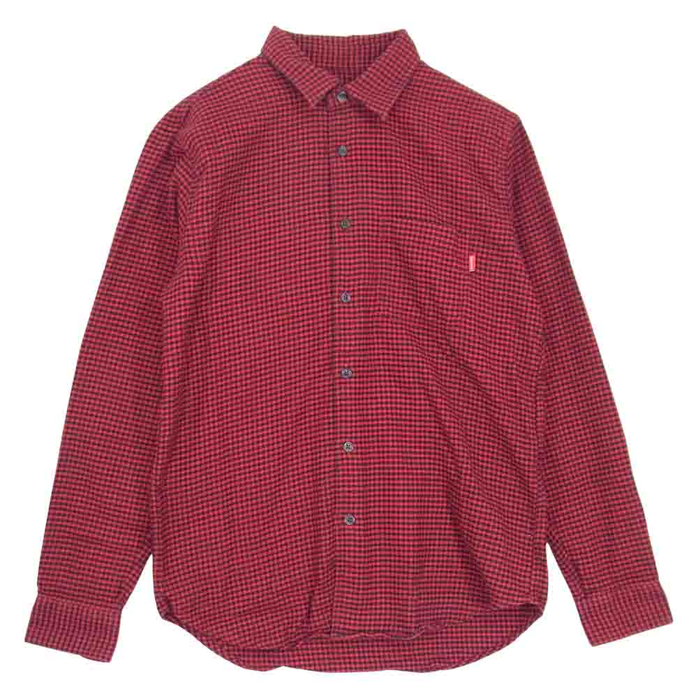 Supreme シュプリーム Houndstooth Flannel Shirt フランネル シャツ 赤 レッド系 S【中古】