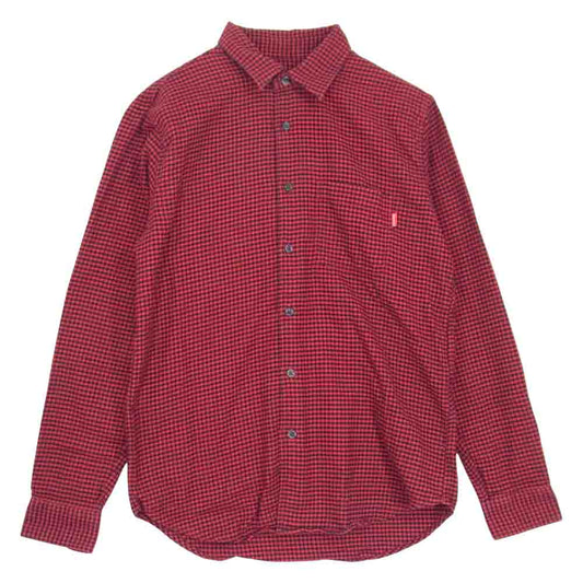 Supreme シュプリーム Houndstooth Flannel Shirt フランネル シャツ 赤 レッド系 S【中古】