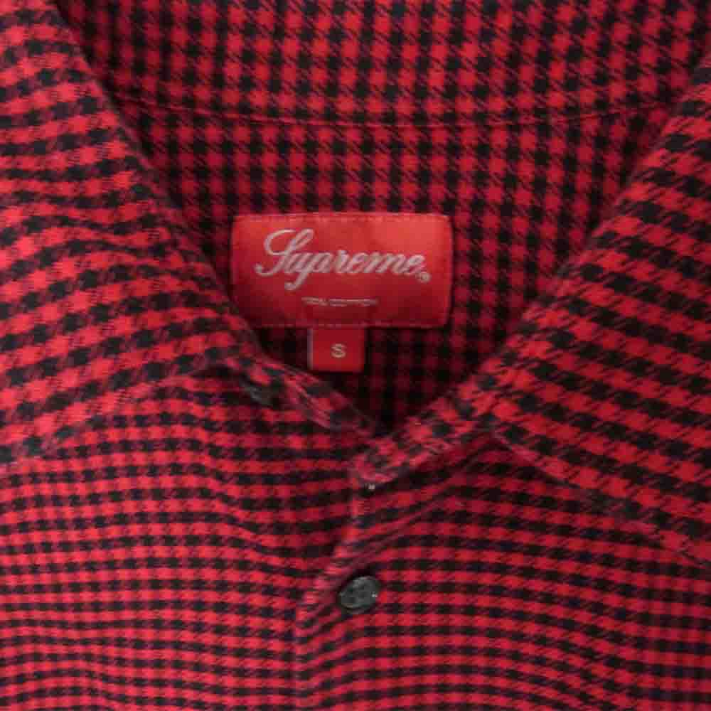 Supreme シュプリーム Houndstooth Flannel Shirt フランネル シャツ 赤 レッド系 S【中古】