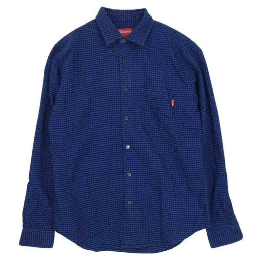 Supreme シュプリーム Houndstooth Flannel Shirt フランネル シャツ 青 ブルー系 S【中古】