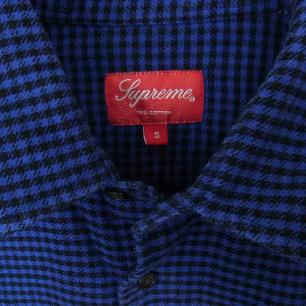 Supreme シュプリーム Houndstooth Flannel Shirt フランネル シャツ 青 ブルー系 S【中古】