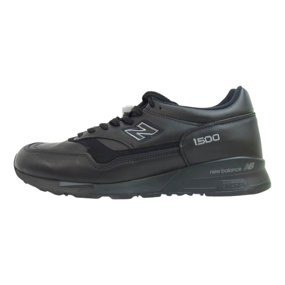 NEW BALANCE ニューバランス 国内正規品 英国製 M1500TK トリプルブラック レザー ローカット スニーカー ブラック系 US10.58D【新古品】【未使用】【中古】