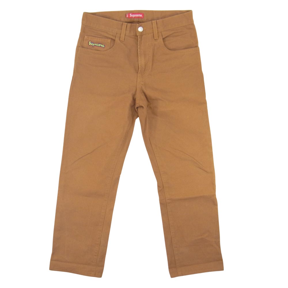 Supreme シュプリーム 15SS Denim Skate Jean Gone Logo デニム スケート ジーンズ ダック パンツ ゴンズ ロゴ ブラウン系 30【中古】