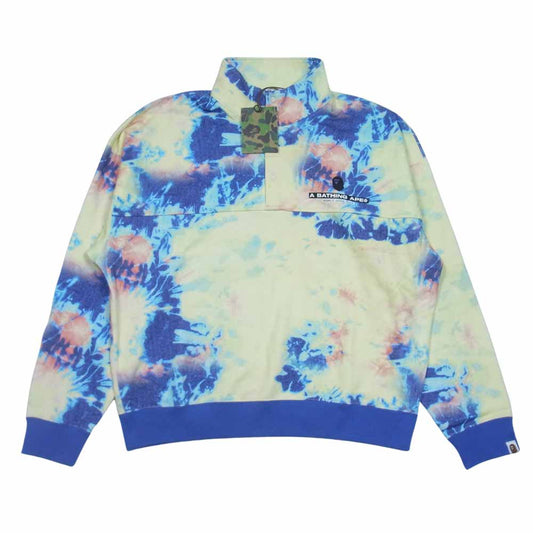 A BATHING APE アベイシングエイプ 1I30113008 TIE DYE STAND COLLAR LOOSE FIT SWEAT タイダイ スタンドカラー ルーズフィット スウェット マルチカラー系 M【新古品】【未使用】【中古】