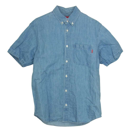 Supreme シュプリーム 14SS Denim S/S Shirt デニム リネン 半袖シャツ ブルー系 S【中古】