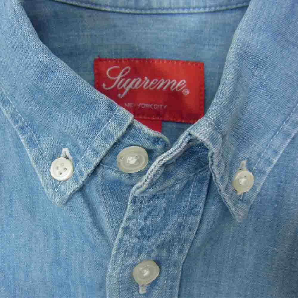 Supreme シュプリーム 14SS Denim S/S Shirt デニム リネン 半袖シャツ ブルー系 S【中古】
