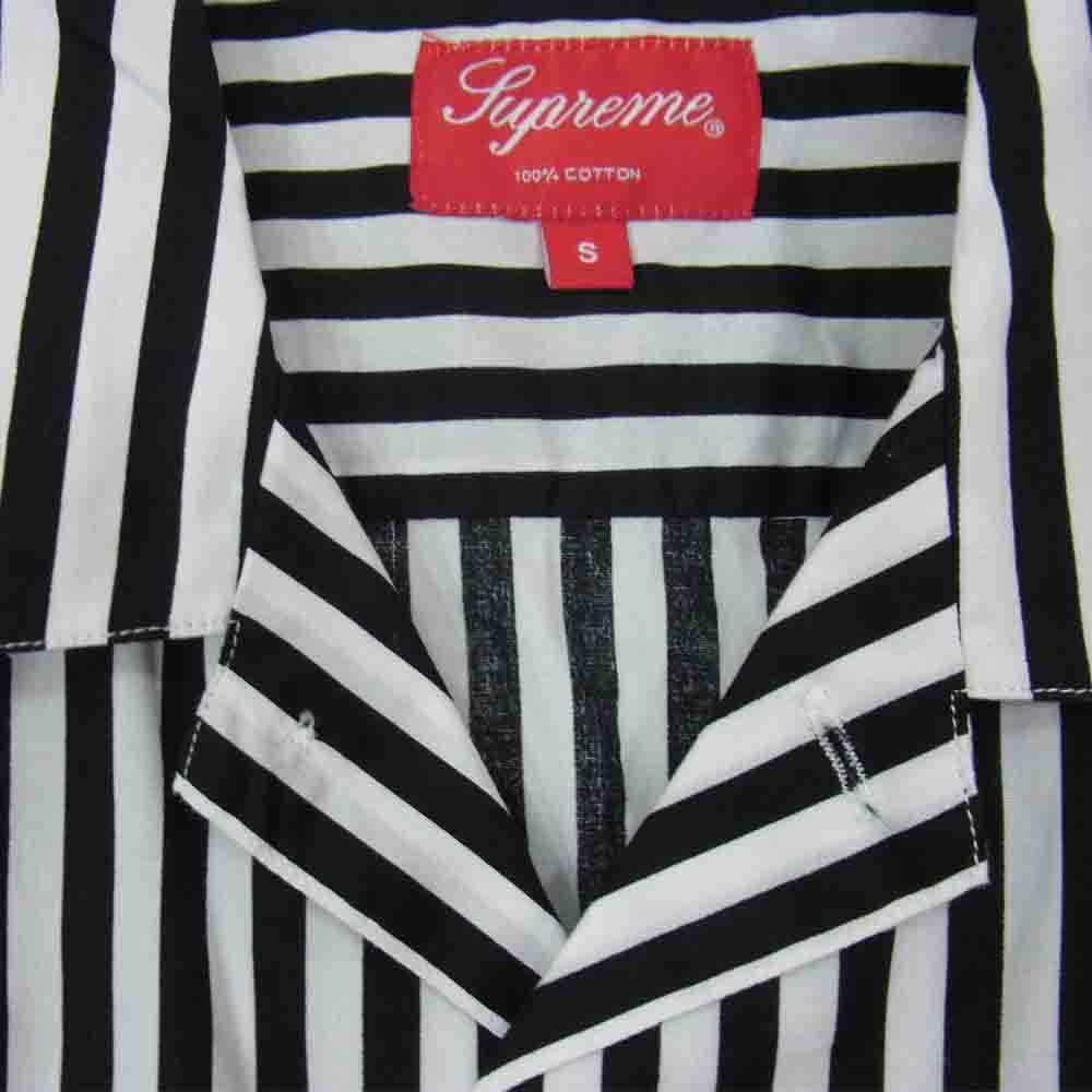 Supreme シュプリーム 14SS Striped Garage Shirt コットン ストライプ ワーク 半袖 シャツ ホワイト/ブラック S【中古】