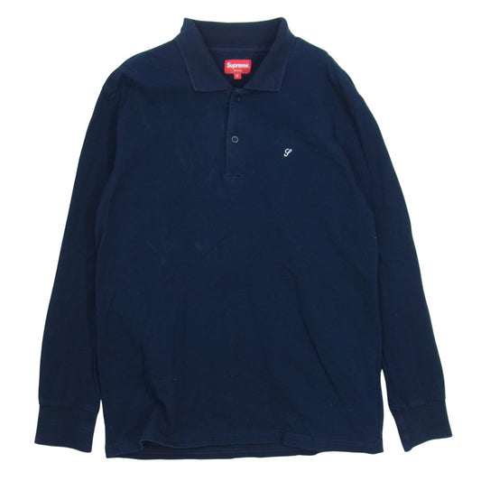 Supreme シュプリーム 14AW Solid L/S Polo ロングスリーブ ポロ シャツ ネイビー ネイビー系 S【中古】
