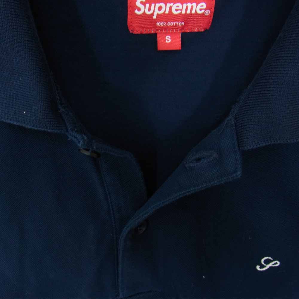 Supreme シュプリーム 14AW Solid L/S Polo ロングスリーブ ポロ シャツ ネイビー ネイビー系 S【中古】