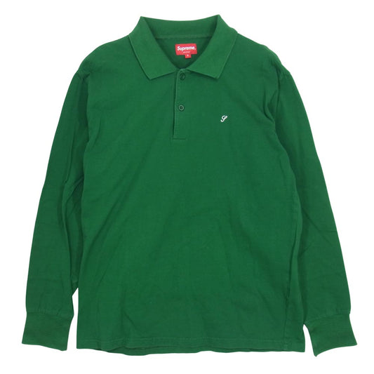 Supreme シュプリーム 14AW Solid L/S Polo ロングスリーブ ポロ シャツ グリーン グリーン系 S【中古】