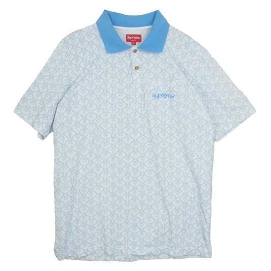 Supreme シュプリーム 16SS Rope Print Polo ロープ プリント ポロ シャツ ライトブルー系 S【中古】