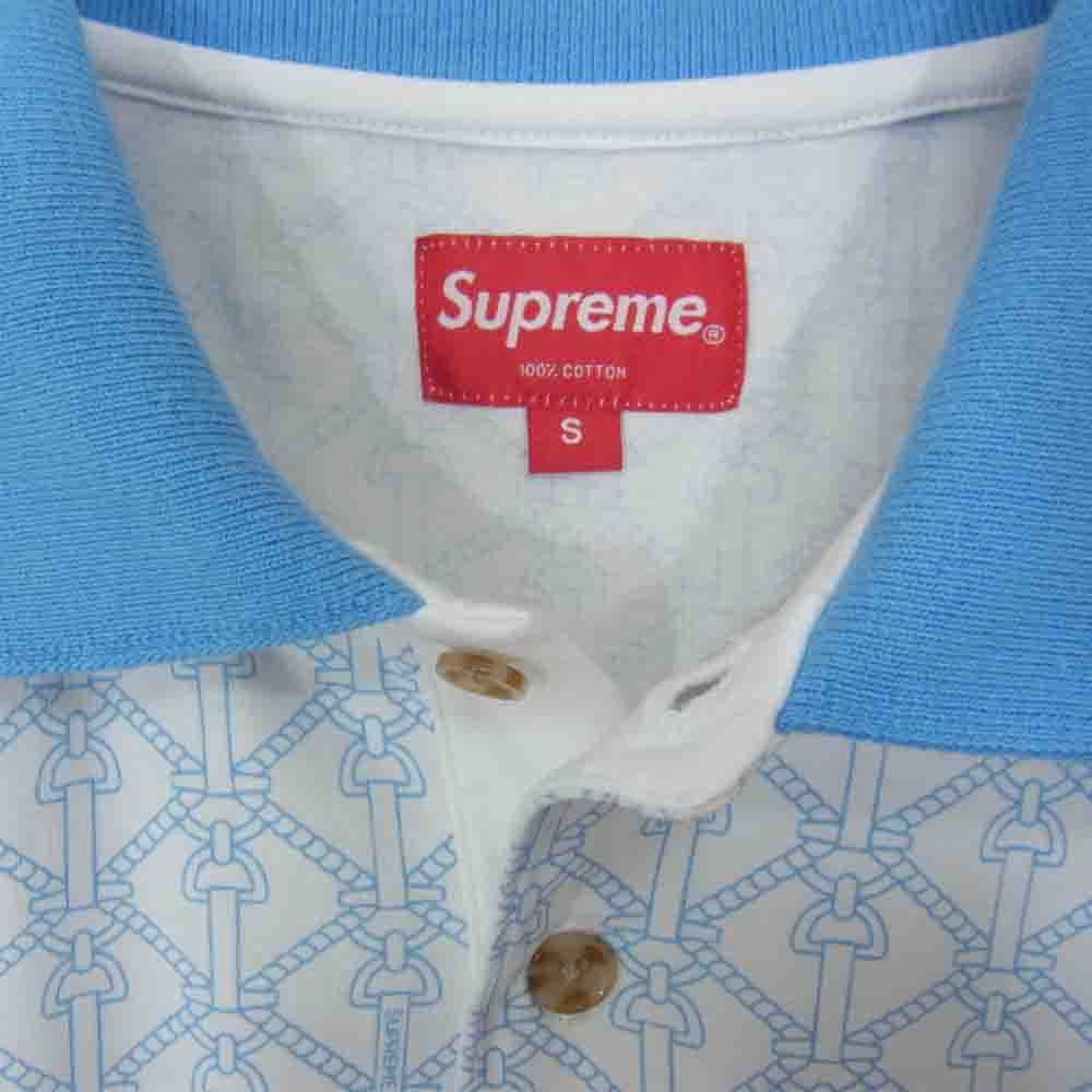 Supreme シュプリーム 16SS Rope Print Polo ロープ プリント ポロ シャツ ライトブルー系 S【中古】