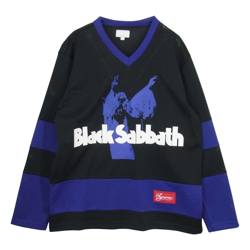 Supreme シュプリーム 16SS × Black Sabbath Hockey Jersey ブラックサバス ホッケー ジャージ メッシュ カットソー ブラック系 パープル系 S【中古】