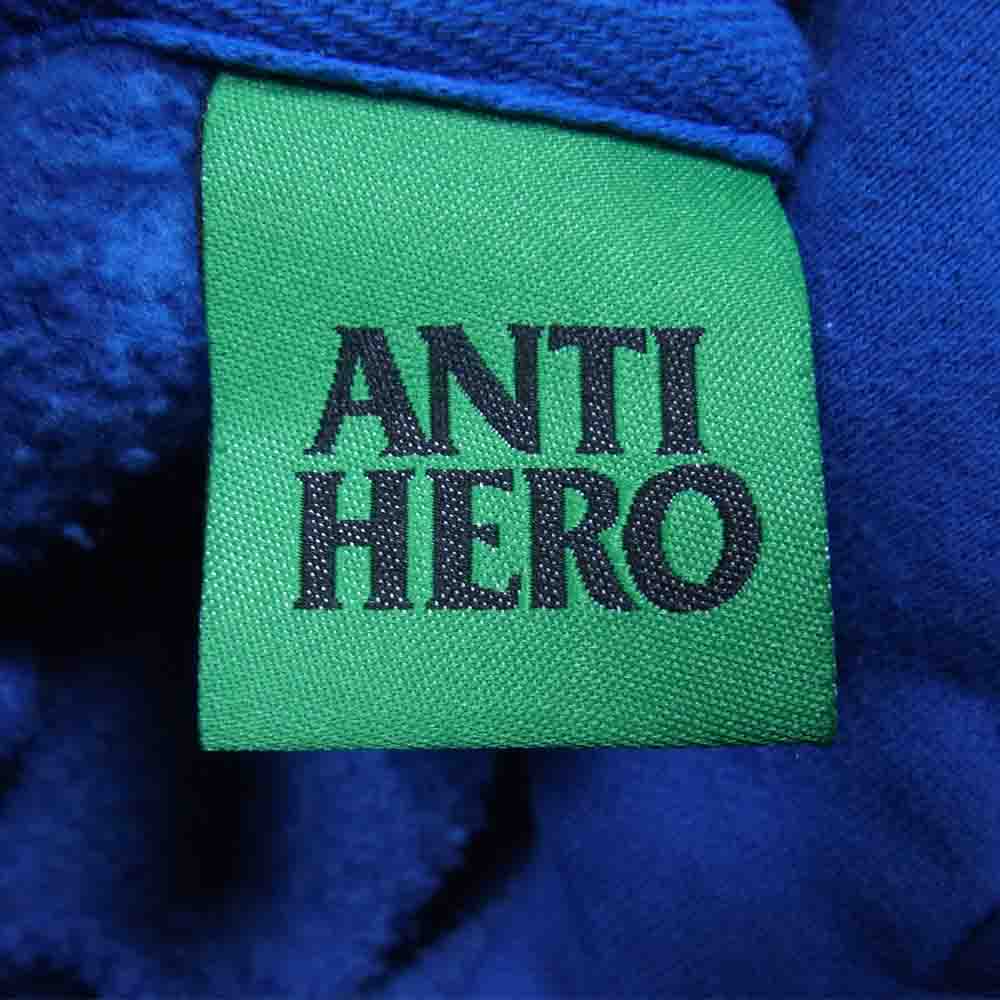 ANTI HERO アンチヒーロー フーディ ロゴ 刺繍 裏起毛パーカー ブルー系 L【中古】