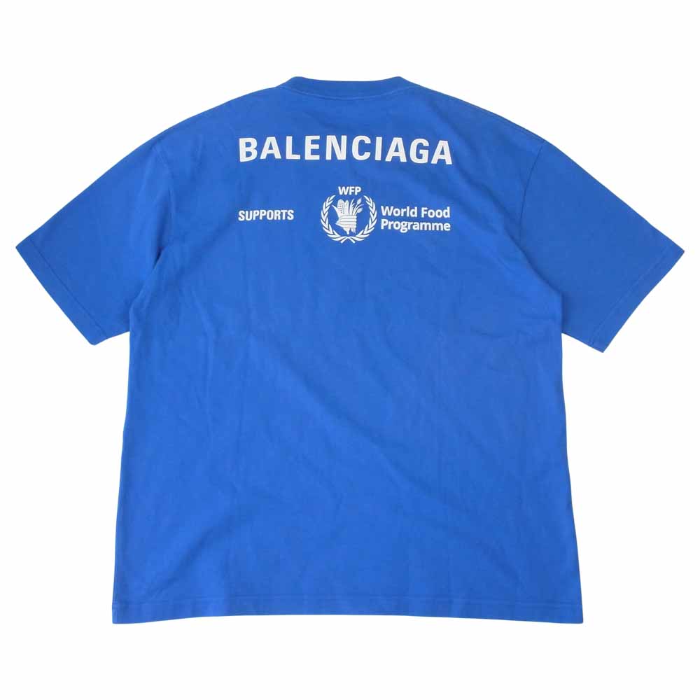BALENCIAGA バレンシアガ バレンシアガジャパンタグ 18AW 612966 THV84 WFP ロゴプリント オーバーサイズ クルーネック Tシャツ ブルー系 M【中古】