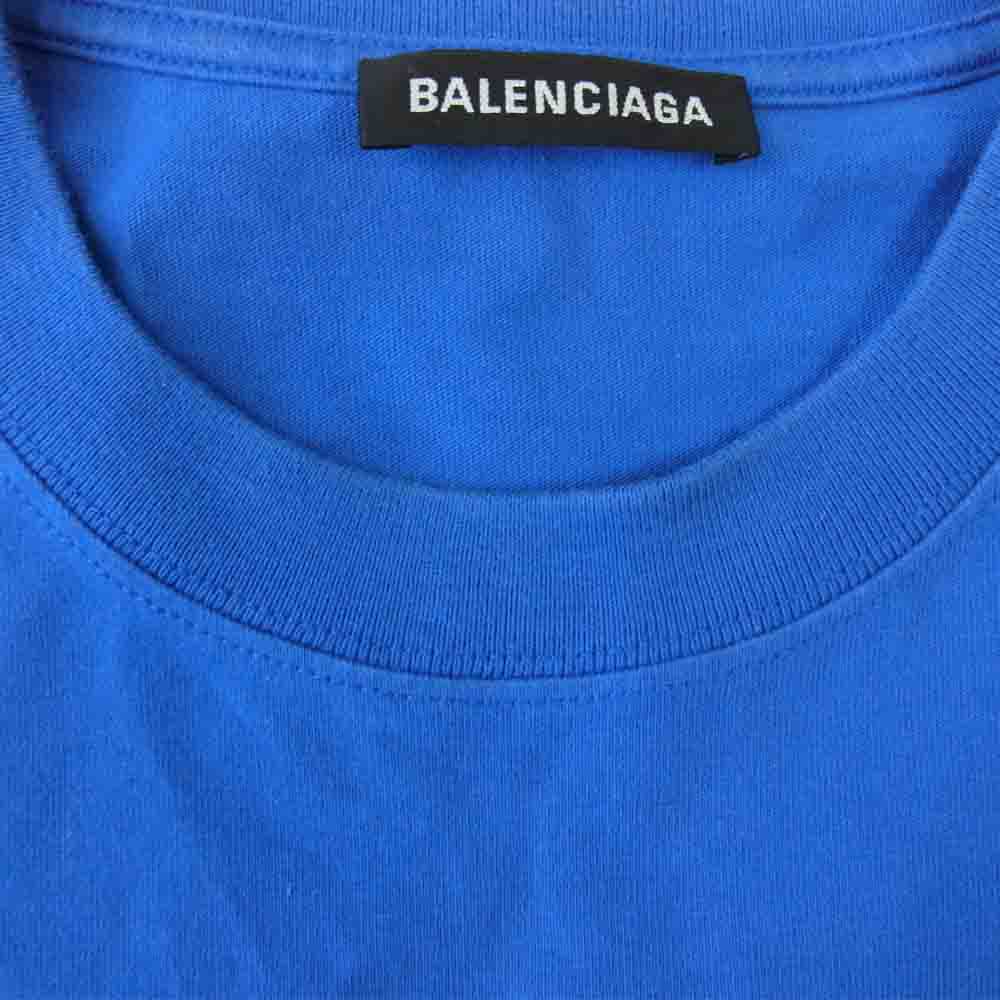 BALENCIAGA バレンシアガ バレンシアガジャパンタグ 18AW 612966 THV84 WFP ロゴプリント オーバーサイズ クルーネック Tシャツ ブルー系 M【中古】
