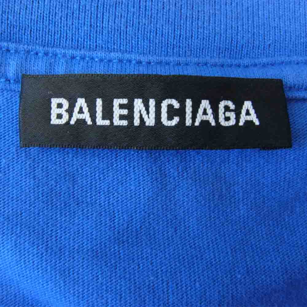 BALENCIAGA バレンシアガ バレンシアガジャパンタグ 18AW 612966 THV84 WFP ロゴプリント オーバーサイズ クルーネック Tシャツ ブルー系 M【中古】