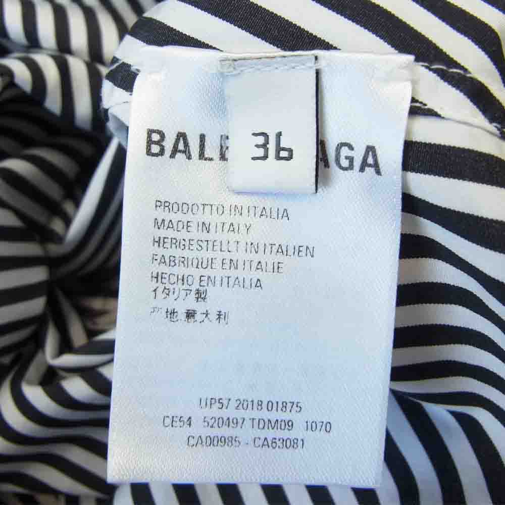 BALENCIAGA バレンシアガ バレンシアガジャパンタグ 520497 TDM09 バックロゴプリント ニュースイング ストライプ 長袖 シャツ ブラック系 ホワイト系 36【美品】【中古】