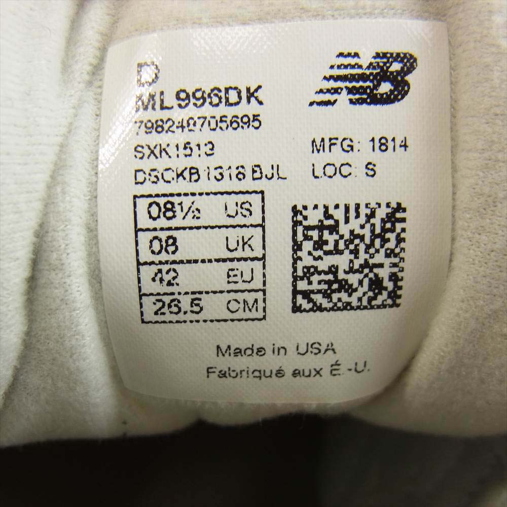 NEW BALANCE ニューバランス ML996DK MADE IN USA アメリカ製 30th anniversary 30周年 Dワイズ 996 ML996DK グレー系 26.5cm【美品】【中古】