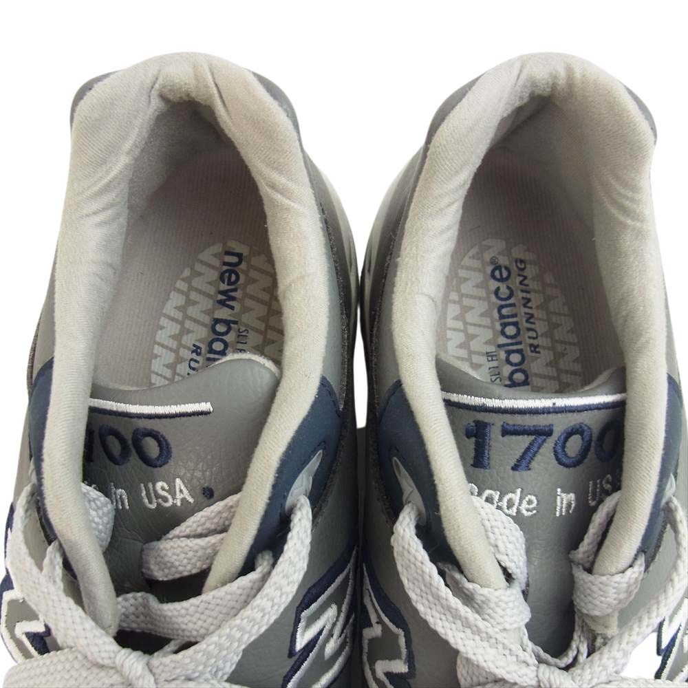 NEW BALANCE ニューバランス Made in U.S.A M1700GRA レザー メッシュ 切替 ローカット スニーカー グレー系 26.5cm【中古】