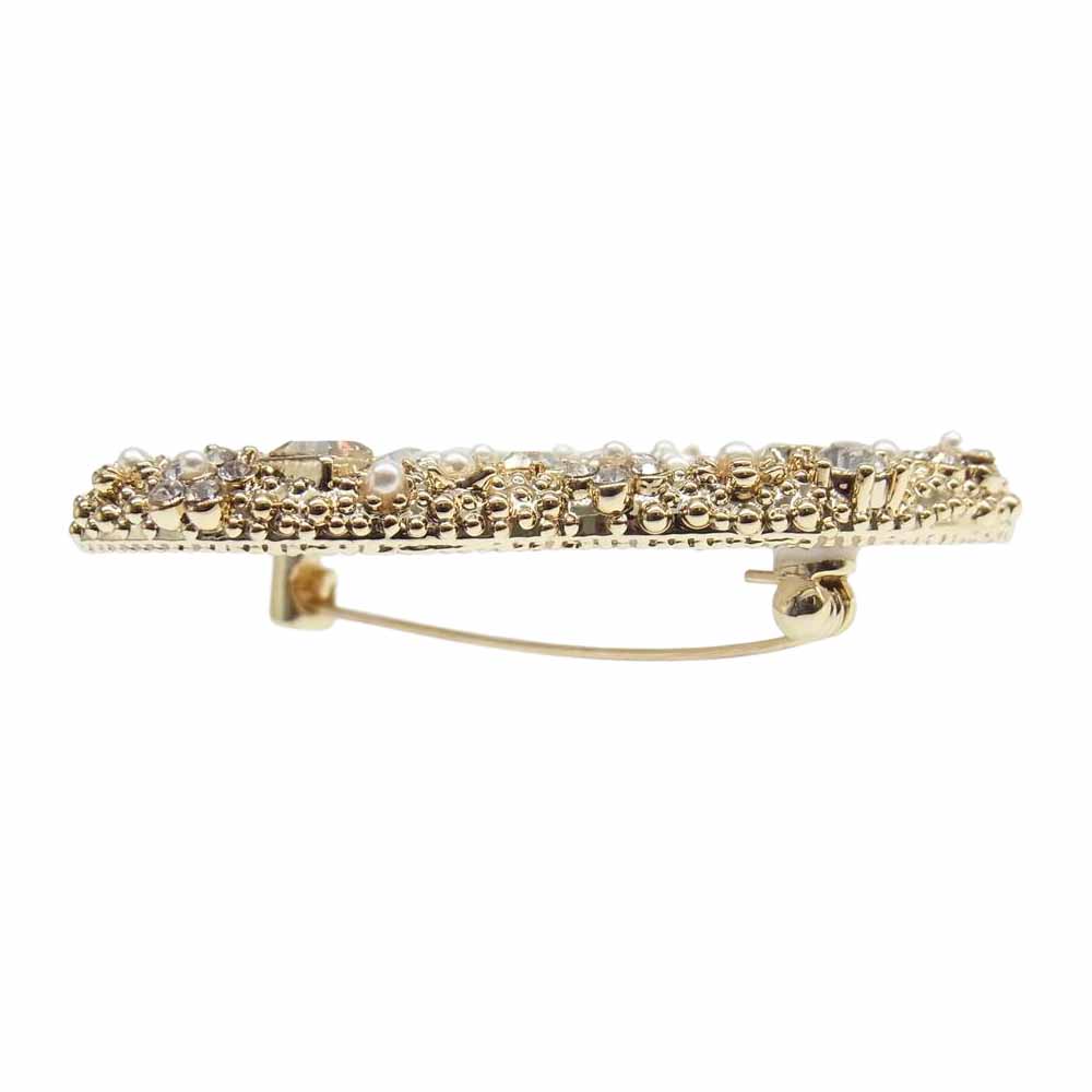 CHANEL シャネル 21A ビジュー フェイクパール ココマーク ブローチ ゴールド系【美品】【中古】
