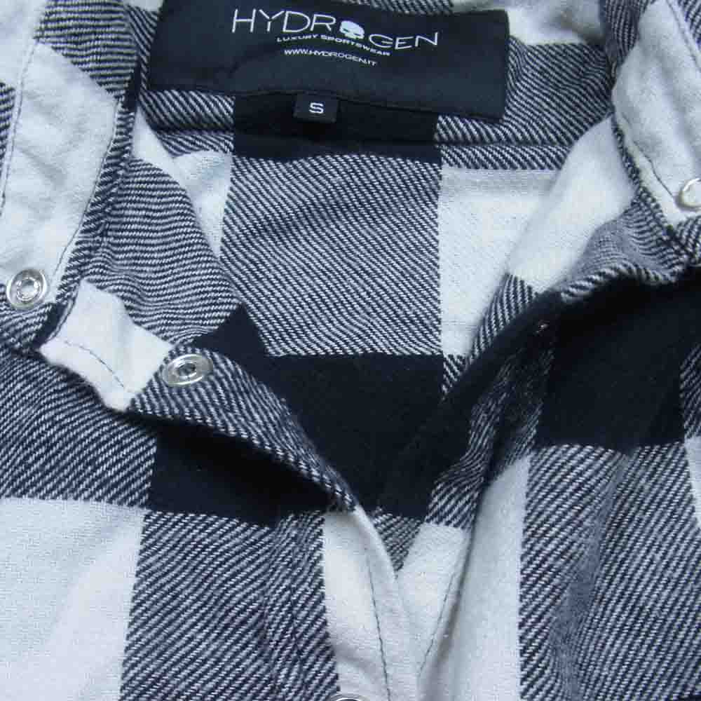 ハイドロゲン ブロックチェック シャツ ブラック系 S【中古】