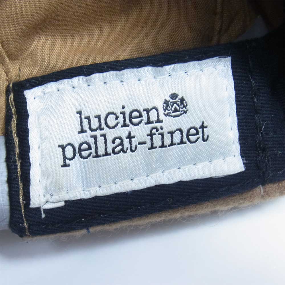 Lucien Pellat-Finet ルシアンペラフィネ スカル ツバレザー ウール キャップ ブラウン系 56～58cm【中古】