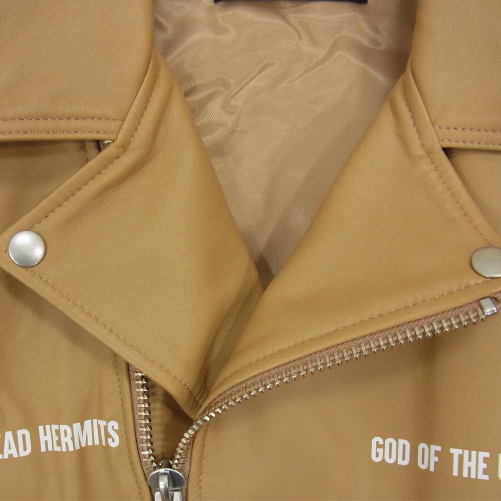 UNDERCOVER アンダーカバー 19SS UCW4207-1 D.HERMITS ラムレザー プリント ダブル ライダース ジャケット ブラウン系 4【美品】【中古】