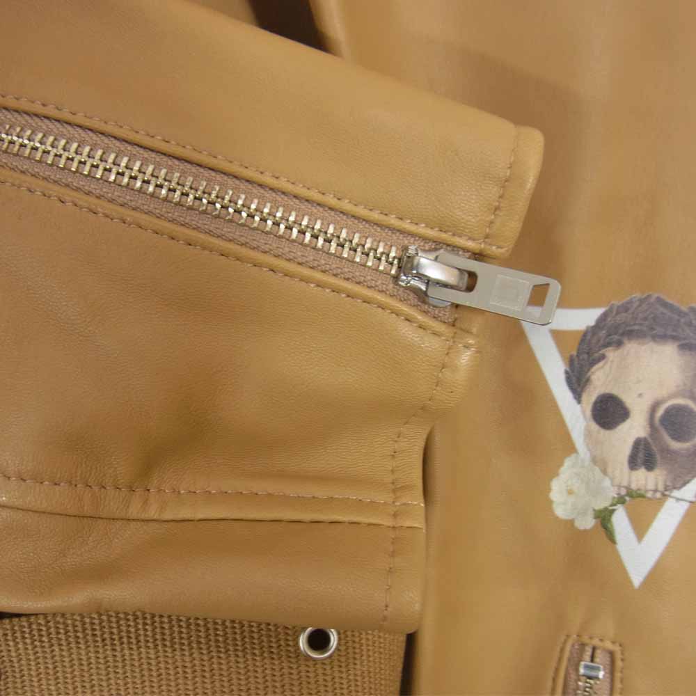 UNDERCOVER アンダーカバー 19SS UCW4207-1 D.HERMITS ラムレザー プリント ダブル ライダース ジャケット ブラウン系 4【美品】【中古】